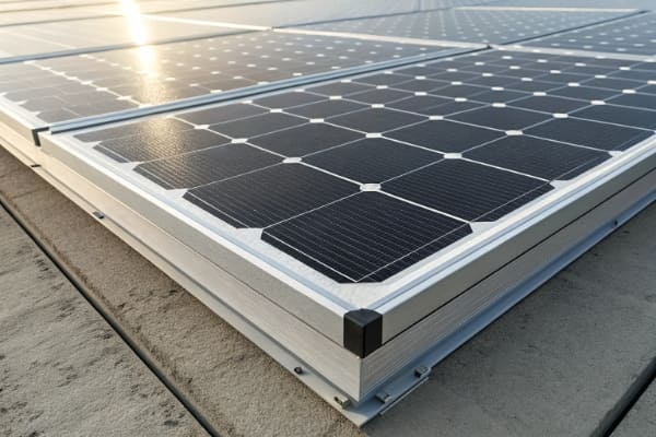 Close-up of a bifacial solar panel showing cells on both sides