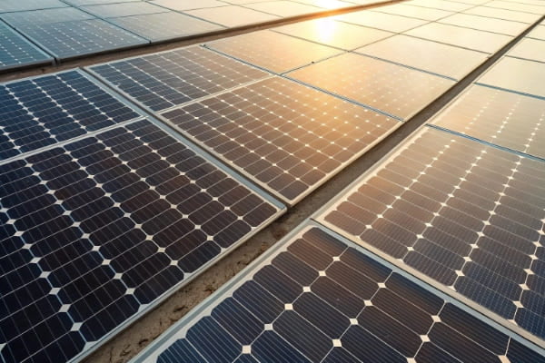 Close-up of different types of solar panels