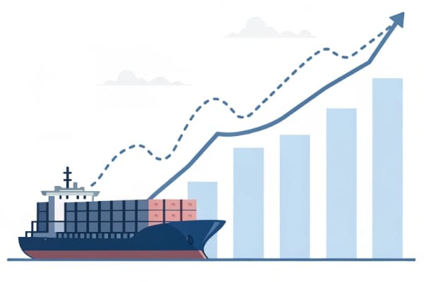 Graph showing rising ocean freight rates