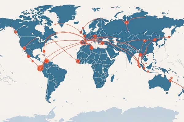 World map highlighting affected shipping routes
