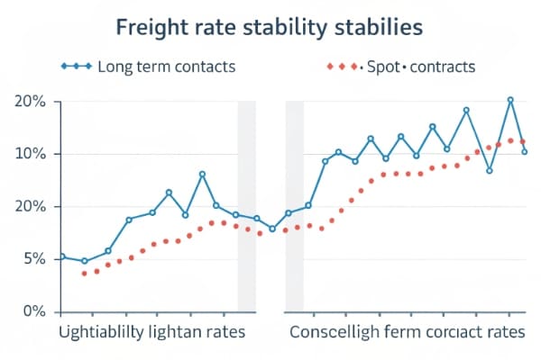 A chart showing freight rate stability through long-term contracts versus volatile spot rates.