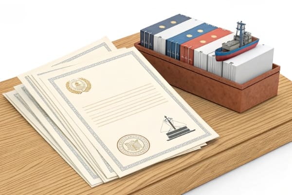 A collection of shipping documents like an invoice and certificate of origin