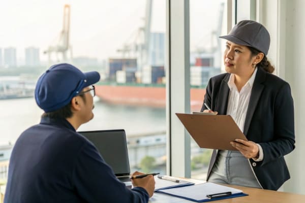 A person negotiating with a shipping agent for a better quote