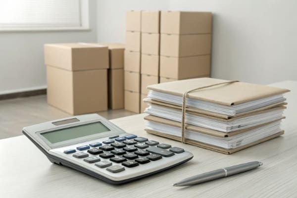 calculator and shipping documents