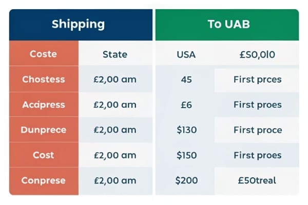 Cost comparison chart for shipping to UAE