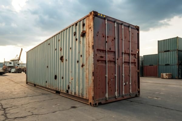 damaged shipping container