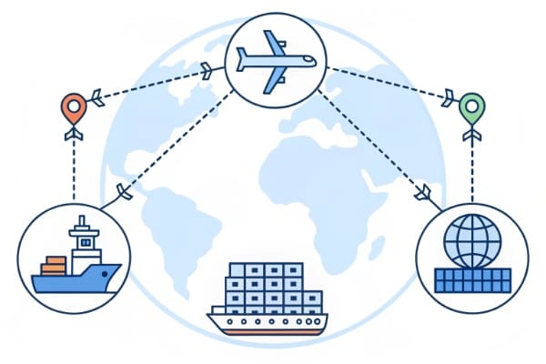Diagram of EXW FOB DDP shipping terms