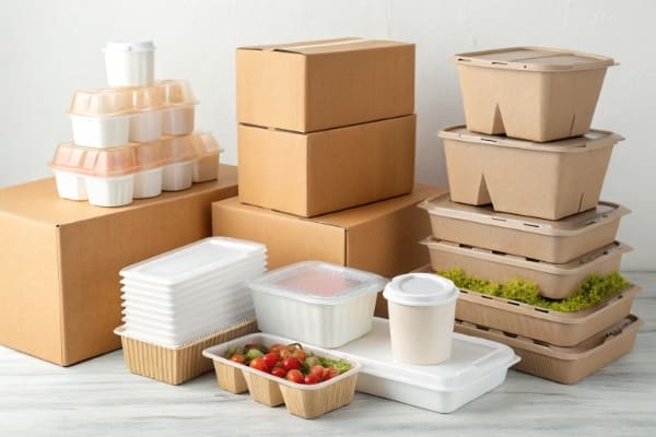 Various packages and containers ready for shipping
